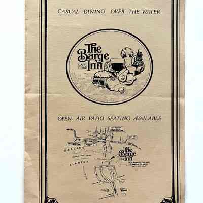 Menu of The Barge Inn, 1980s