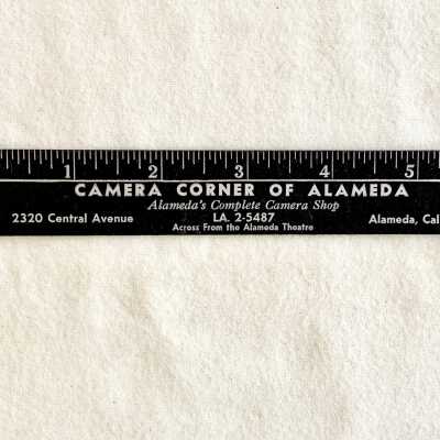 Ruler advertising the Camera Corner of Alameda, prior to 1970