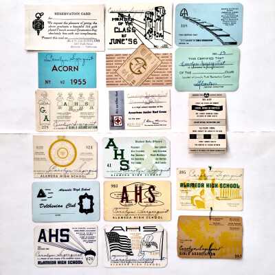 Alameda High School membership cards of Carolyn Segerquist, 1950s