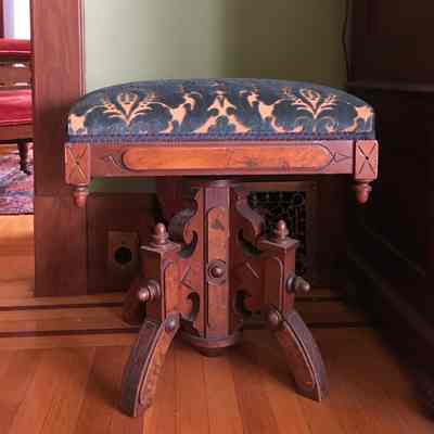 Swiveling piano stool from the Shumaker residence, 1880