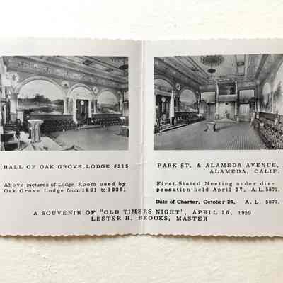 Souvenir Card of Oak Grove Lodge event, 1959