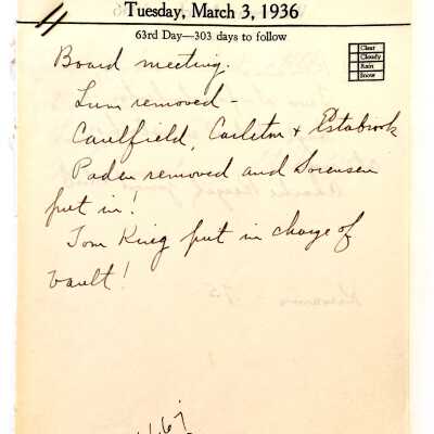 Pages from a journal of William F. Cox, Sr., 1936