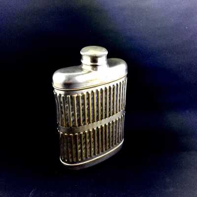 Hip flask with clear glass insert of the Krueger family, c. 1920s