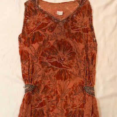Peach velvet beaded dress of Adele Koerber, c. 1920s