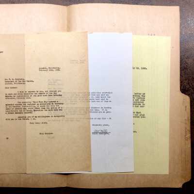 Folder with copies of letters relating to the Boy Scouts, 1920