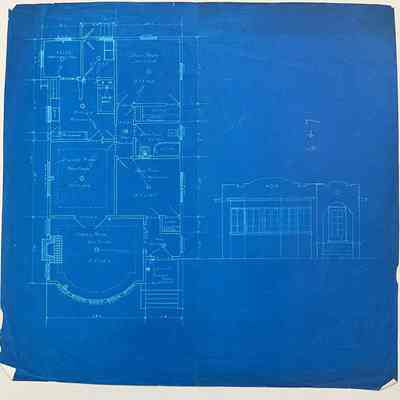 Blueprint for a Spanish-style cottage, 1920s-1930s