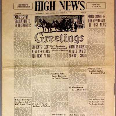 Alameda High School newspaper 'High News', December 9, 1927