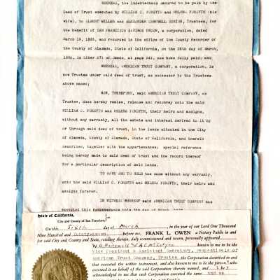 Deed ownership William and Helena Forsyth of 3219 Briggs Ave, 1937