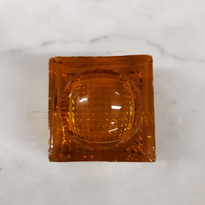 Square amber glass salt dish from the Meyers home, c. 1900s