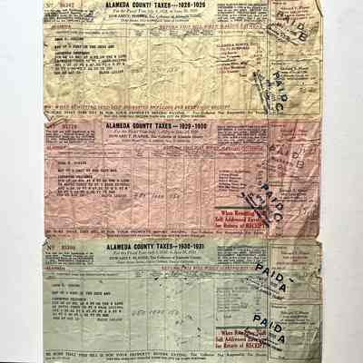 Alameda County Tax Receipts, 1307 Wayne Court, 1928-1931