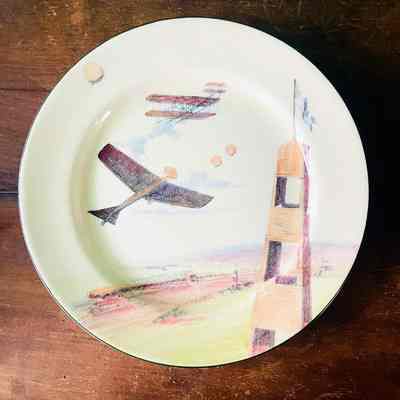 Royal Daulton plate with design of airplanes, early 1900s