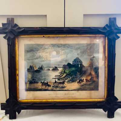 Print of the Cliff House, S.F., 'California Scenery', in stick frame, c. 1870s