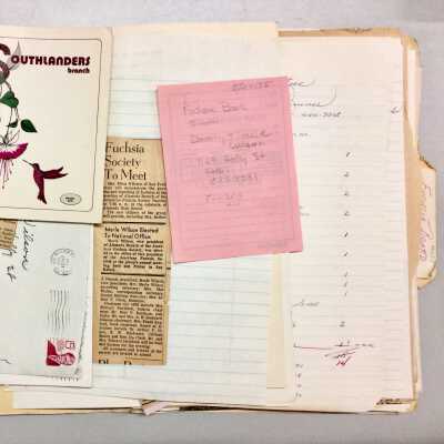 Folder marked 'Fuchsia Board' of the Fuchsia Society, 1970s