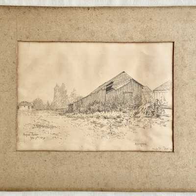 Pencil sketch of 'Alameda High Street Station', by August Euler, 1893