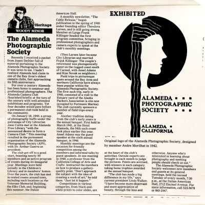 Article about the Alameda Photographic Society by Woody Minor, prior 2006