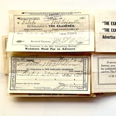 Receipts for newspaper subscription of the Fitch family, 1915-1916