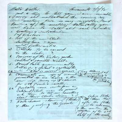 Letter about July 1942 meeting of the Alameda Photographic Society