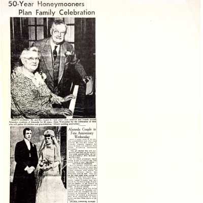 Photocopy about 50th Wedding Anniversary of Mr. and Mrs. Nylander, prior 2005