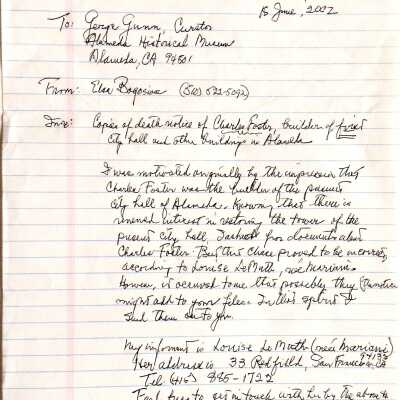 Note from donor