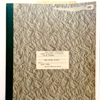 Clipping and History of the Oak Grove Institute, by Velma Scott, 1953
