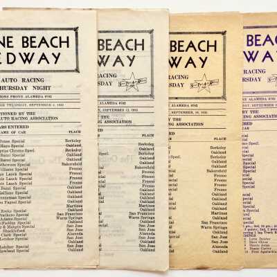 Program scorecards Neptune Beach Speedway, September 1935