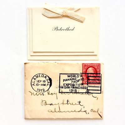 Mini announcement card of betrothal I. M. Ernst and B. Stedman, c. 1912