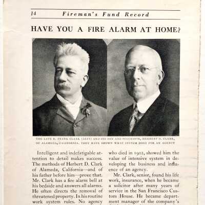 Magazine clipping regarding Mr. Herbert D. Clark and Fireman's Fund Insurance Co., 1920