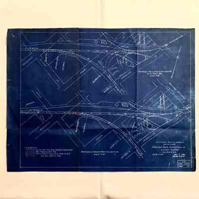 Blueprint of a proposed alternate train track at Lincoln Junction, 1938