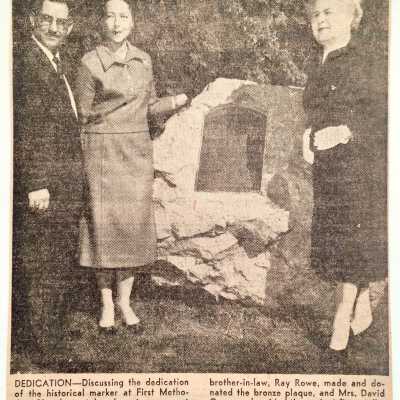 Clipping about dedication of the Historic Plaque, First Methodist Church, 1961