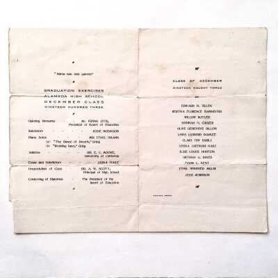 Program 'Graduation Exercise' Alameda High School, Class of December 1903
