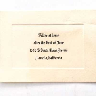 Announcement Card for occupants 1543-B Santa Clara, prior 2004