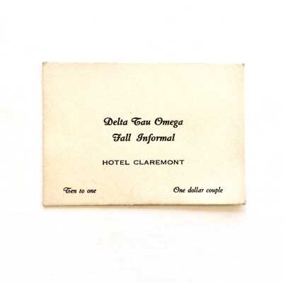 Ticket to an Alameda High School Delta Tau Omega Dance, 1930