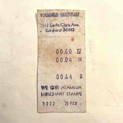 Vosburgh Hardware receipt, 1960s