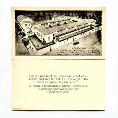 Flyers Perspective View Proposed New Longfellow School, c. 1938