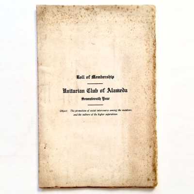 Roster Unitarian Club of Alameda, 1913