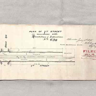 Schematic drawing 'Plan of Seventh Street', (Webster Street), 1895