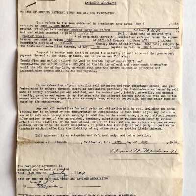 Payment form for loan on 2066 San Jose Ave., 1953-1948