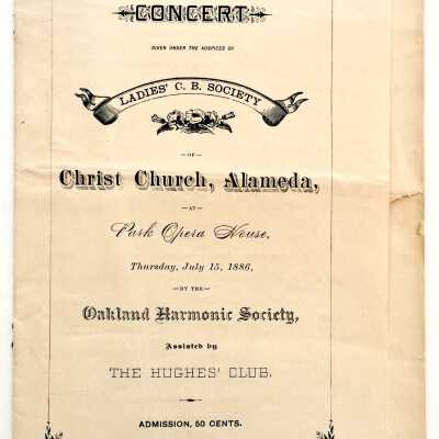Event Program Concert auspices Ladies C. B. Society of Christ Church, 1886