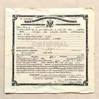 Naturalization Certificate of Joseph Camicia, 1918