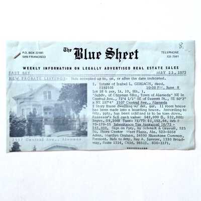 Clipping from 'The Blue Sheet', 1973