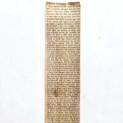 Clipping about Police Blotters, 1905-1907