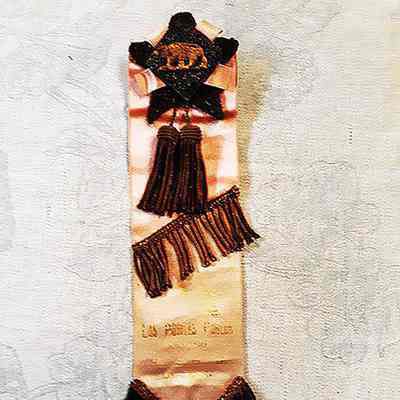 Fraternal badge with ribbon, Native Sons of the Golden West, of Henry Meyers, c. 1890
