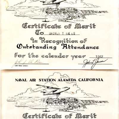 Certificates of Merit for attendance, Naval Air Station , 1962, 1963