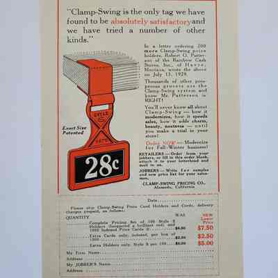 Clamp-Swing Price Card Holder Ad