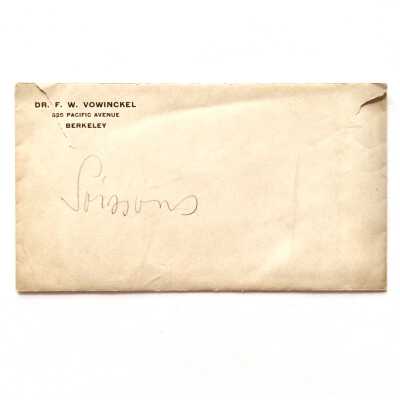 Stationery Envelope for Dr. F. W. Vowinckle with error, prior 1936