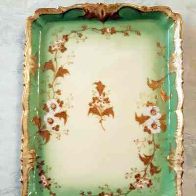 A K Co Limoges dresser tray with hand painted flowers, c. early 1900s