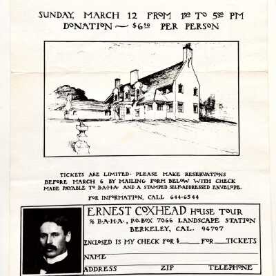 Flyer including info about Ernest Coxhead, prior 2006
