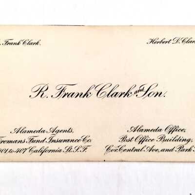Business calling card, R. Frank Clark & Son, before 1902