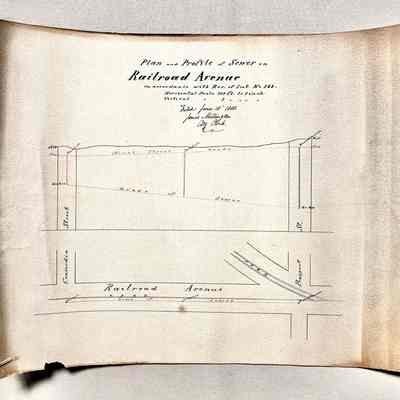 Plan and profile of proposed sewer system Railroad Ave (Lincoln), 1888