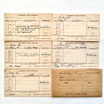 Envelope with Alameda High School Report Cards of Ed Fowler, 1936